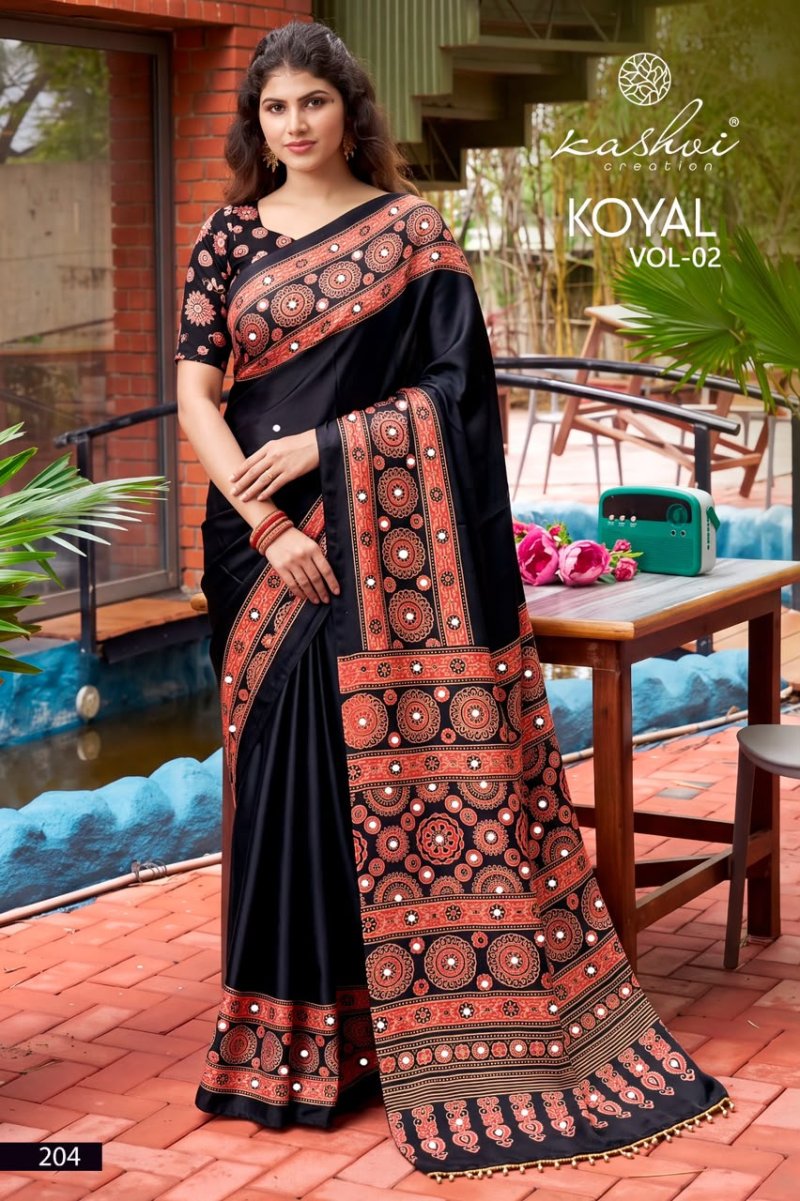 Koyal Vol 2 By Kashvi Japan Satin Mirror Work Saree 